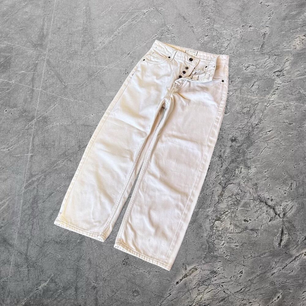 Free People “we the people” women’s baggy button front Y2K low rise white jeans